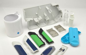 Photograph of injection molded instrumentation components 